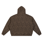 Leopard Print Waffle Full Zip Hoodie
