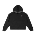 Contrast Plaid Boxy Zip Hoodie