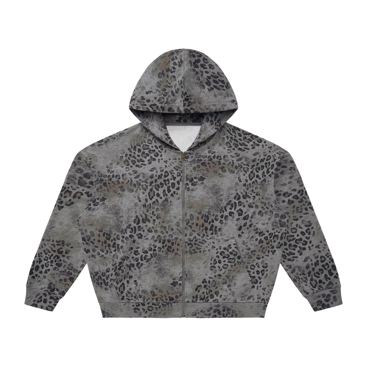 Spinal Phases Vintage Wash Leopard Full Zip Hoodie