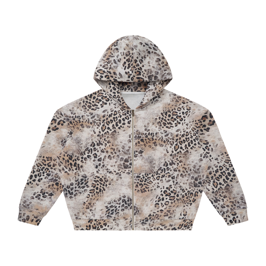 Spinal Phases Vintage Wash Leopard Full Zip Hoodie