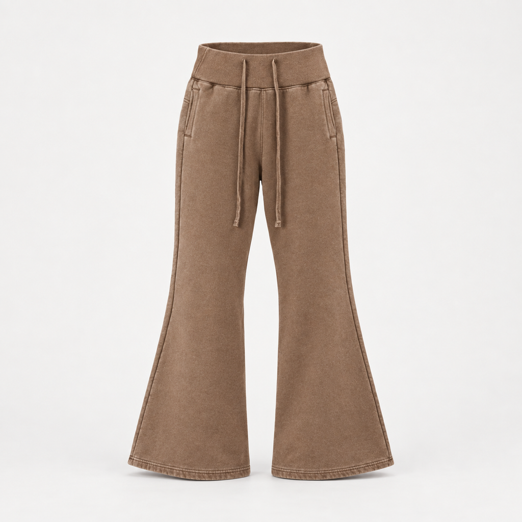 Vintage Washed Flared Fleece Pants